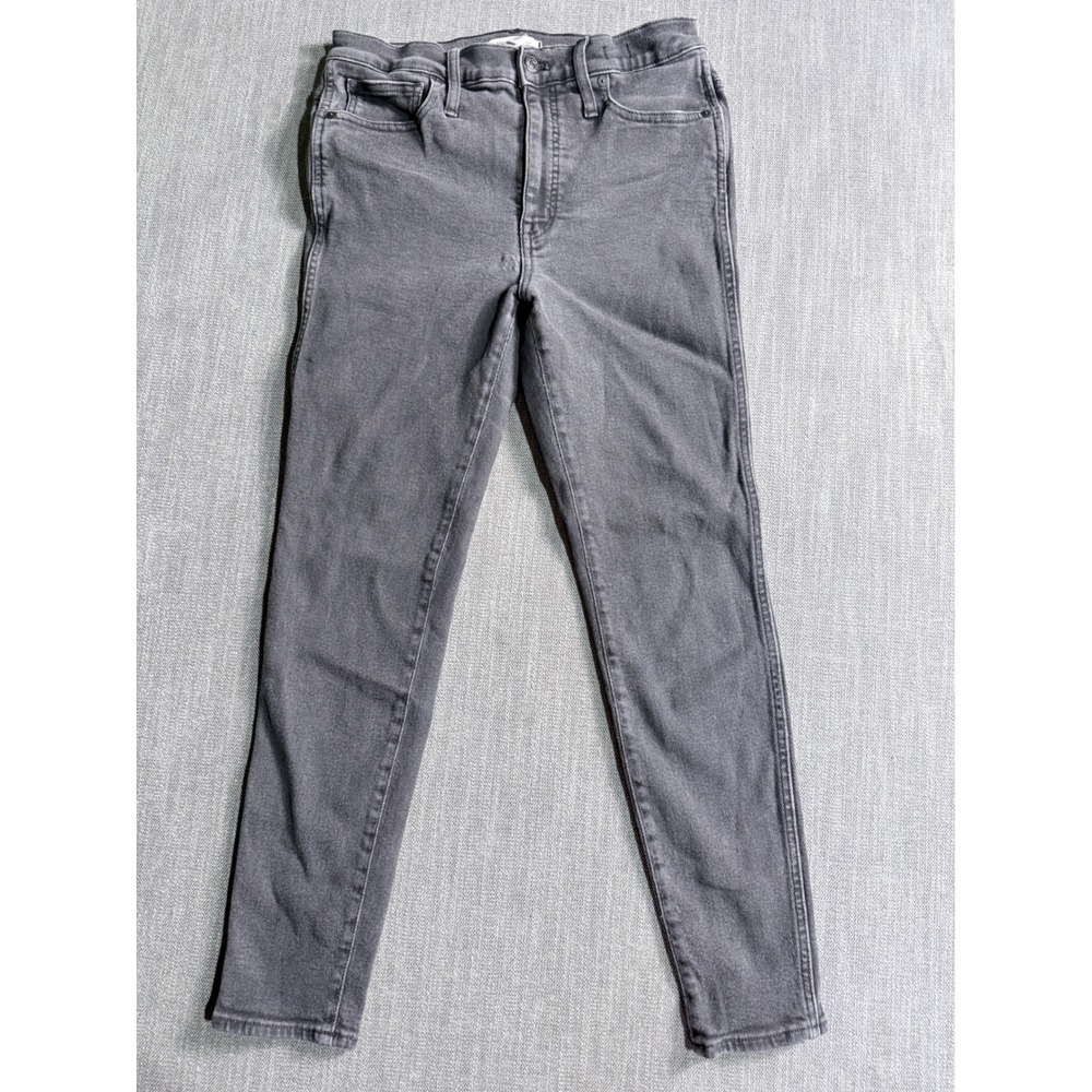 Madewell 10 High Rise Skinny Jeans Gray Faded Denim Size 30 Stretch Slim Fit